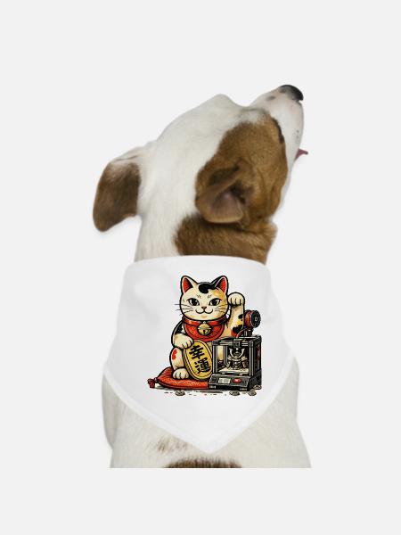 Lucky Maker Cat – Le Chat Porte-Bonheur des Créate - Bandana pour chien - blanc - Devant