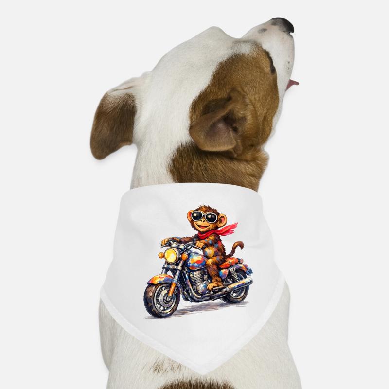 Colorful monkey on motorcycle Dog Bandana
