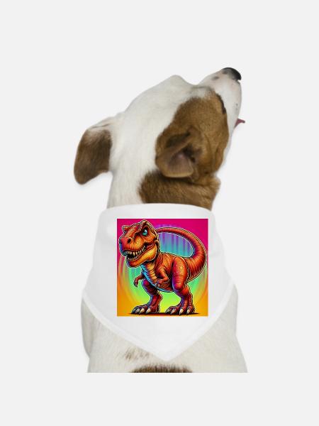 Dinosaurier - Hunde-Bandana - Weiß - Vorne