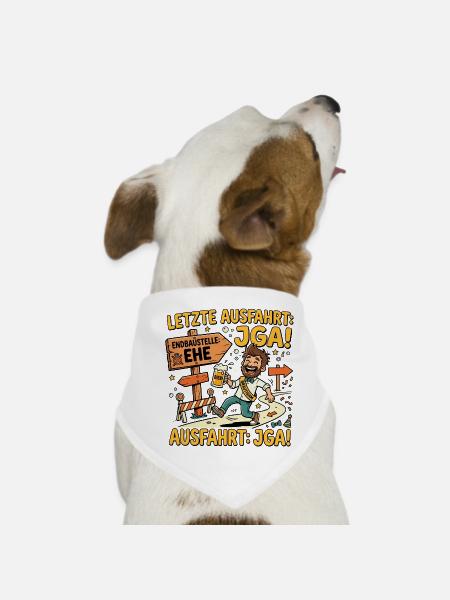 Letzte Ausfahrt JGA Endbaustelle Ehe - Hunde-Bandana - Weiß - Vorne