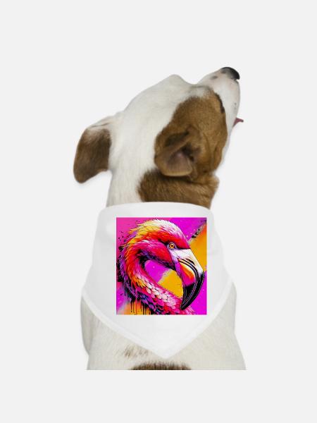 flamingo - Dog Bandana - white - Front