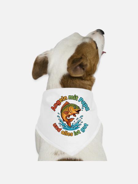 Angeln mit Papa - Hunde-Bandana - Weiß - Vorne