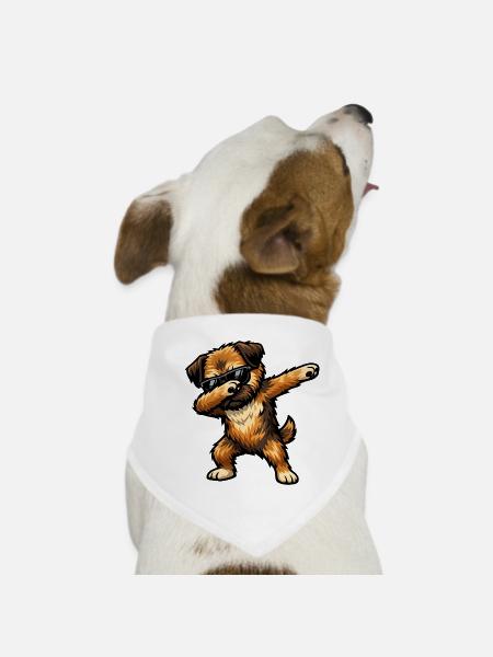 Dabbing Border Terrier in Comic Style - Dog Bandana - white - Front