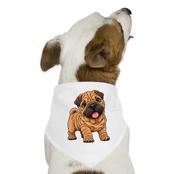 Shar Pei Kawaii Style – Süßer Faltenhund - Hunde-Bandana - Weiß - Vorne