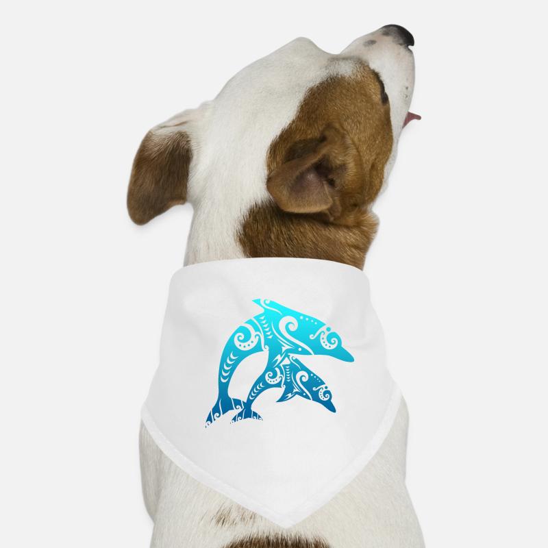 Maori Pair Dolphins Tribal Tattoo Blue Gift Dog Bandana