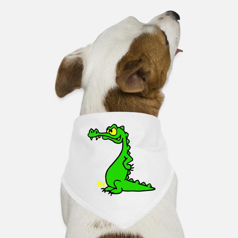 Smiling Crocodile, dreifarbiges Design - Hunde-Bandana - Weiß