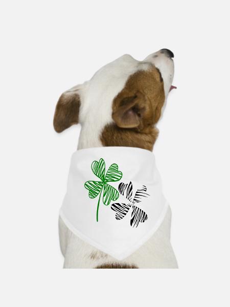 Trèfles, bonheur - Bandana pour chien - blanc - Devant