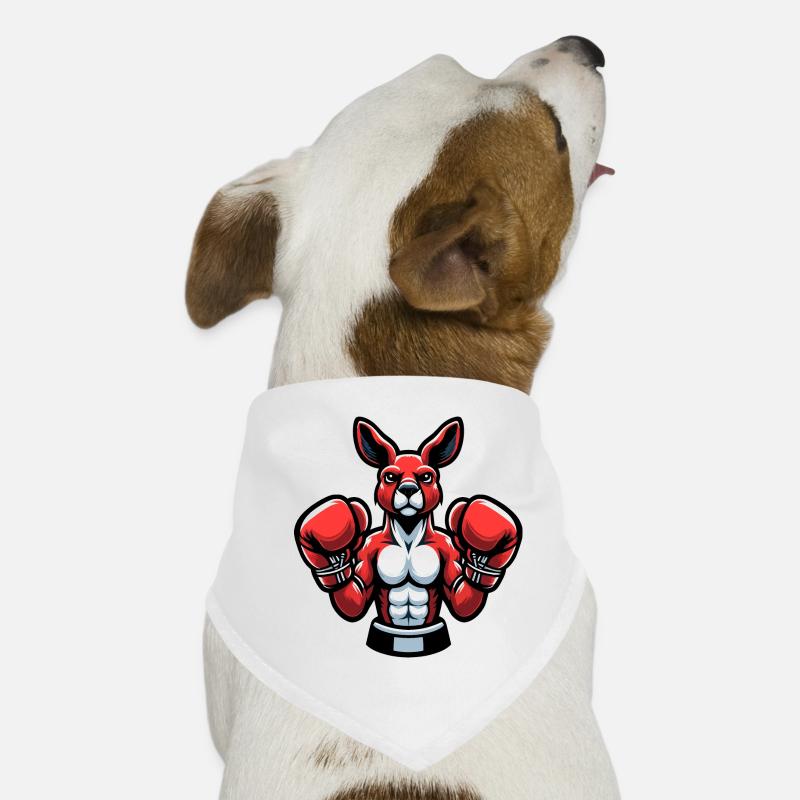 Boxendes Känguru - Hunde-Bandana - Weiß