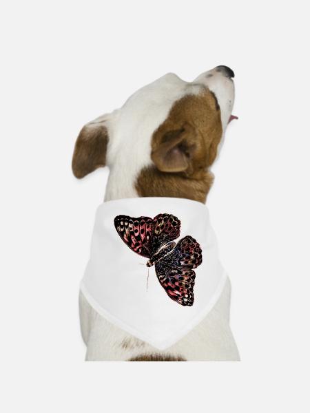 Colorful Butterfly Watercolor - Dog Bandana - white - Front
