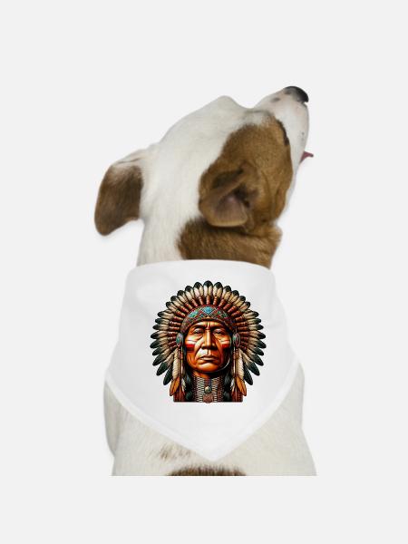 Amérindien Peau rouge d’Amérique - Bandana pour chien - blanc - Devant