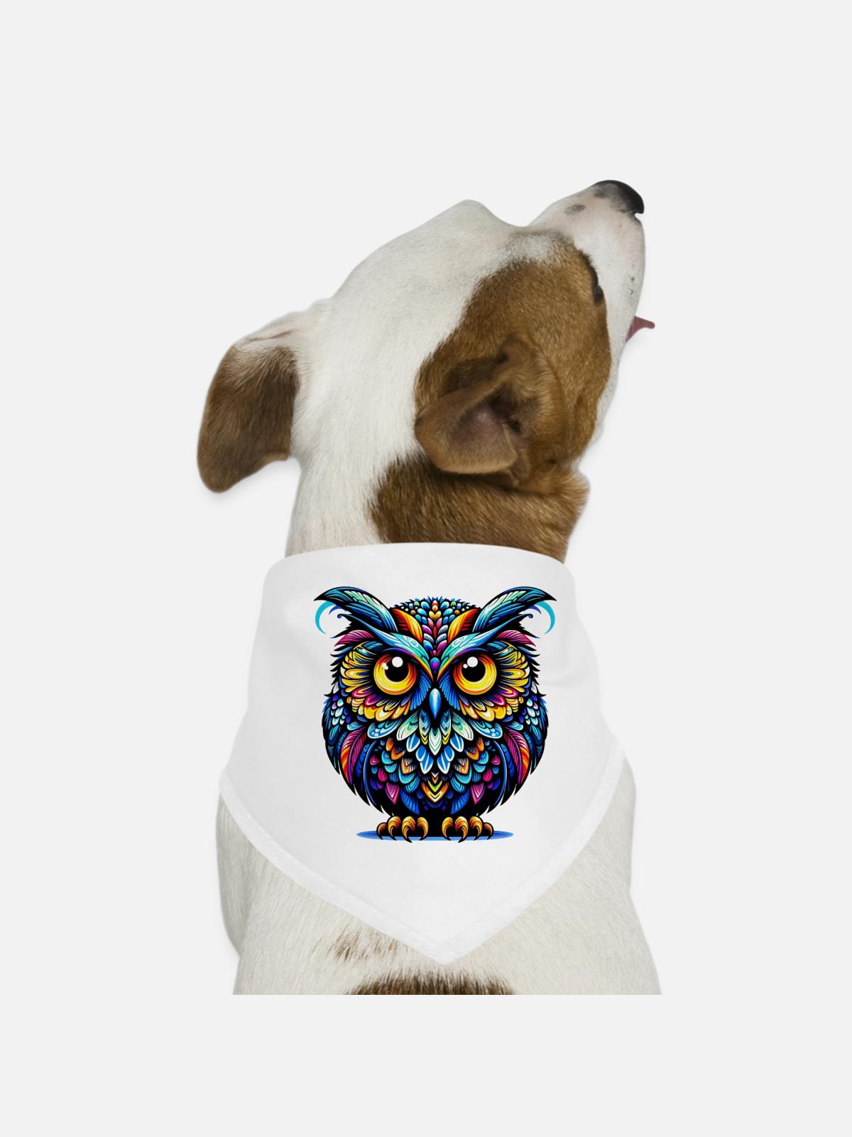 Eule - Hunde-Bandana - Weiß - Vorne