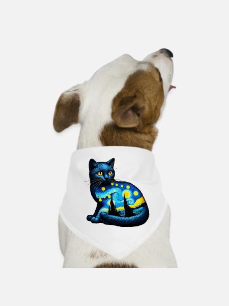 Katze - Hunde-Bandana - Weiß - Vorne