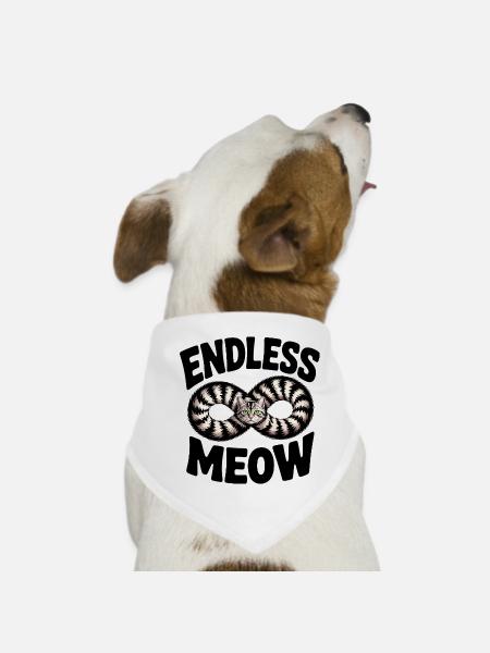 Endlose Miau-Katze - Hunde-Bandana - Weiß - Vorne