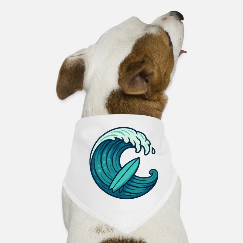 Surf Wave - Conception de planche de surf rétro Bandana pour chien
