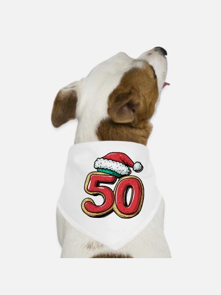 50 Number Cookie Christmas - Dog Bandana - white - Front