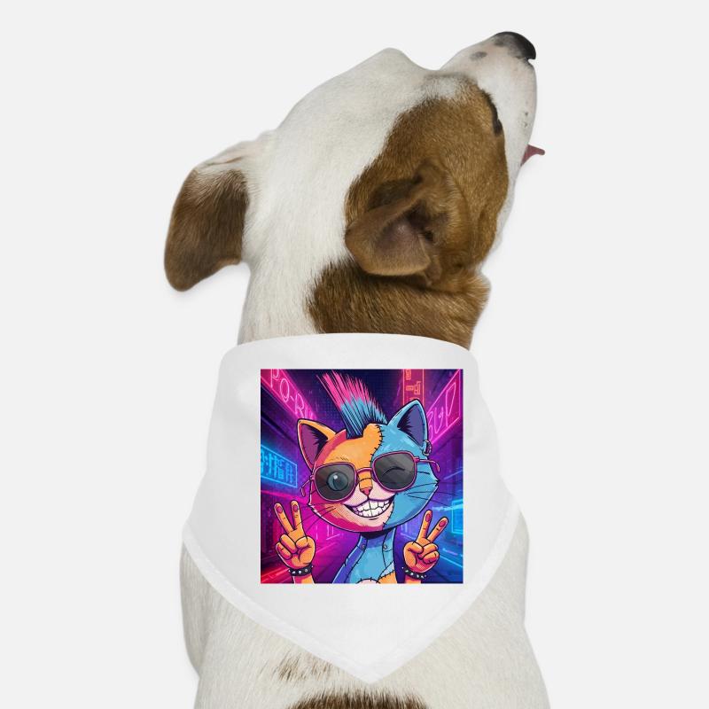 Frankensteen: Cyberpunk Kitty - Hunde-Bandana - Weiß