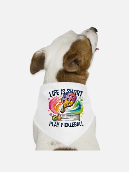 Cadeau sportif d’art Rainbow Pickleball - Bandana pour chien - blanc - Devant