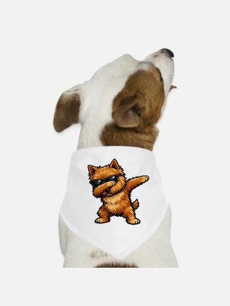 Dabbing Norwich Terrier im Comic Stil - Hunde-Bandana - Weiß - Vorne