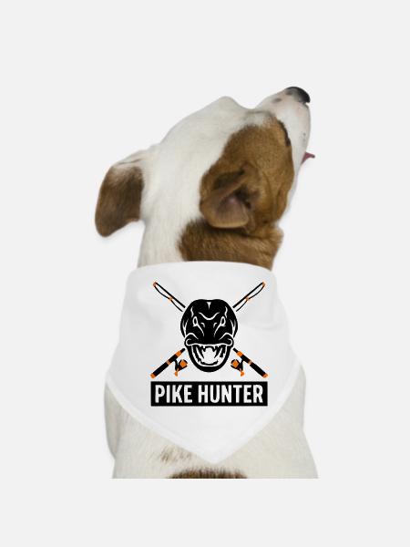 Pike Fishing Rods Graphic - Dog Bandana - white - Front