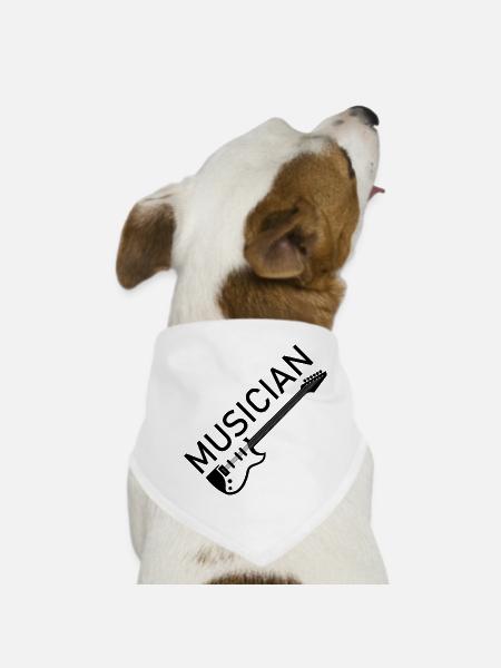 icône musicien icône logo icône guitare illustration - Bandana pour chien - blanc - Devant