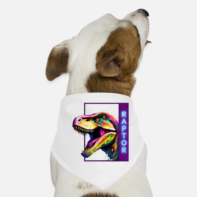 Neon Raptor - Multicolored Velociraptor Artwork Dog Bandana