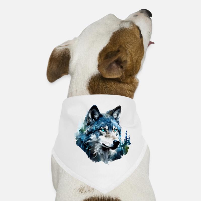 Wolf - Hunde-Bandana - Weiß