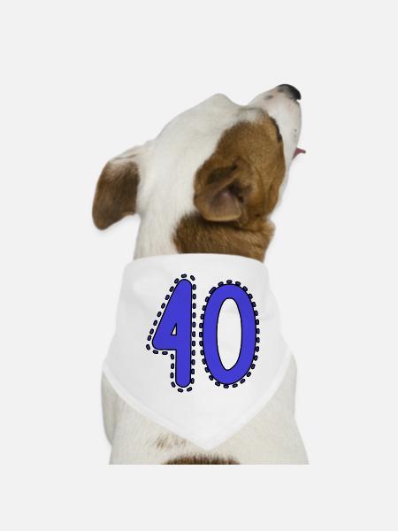 40. 40 JAHRE. 40. JAHRESTAG. 40-JÄHRIGES JUBILÄUM. - Hunde-Bandana - Weiß - Vorne