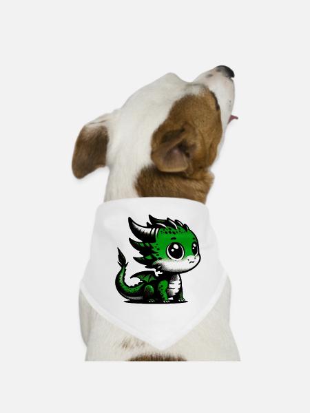 Drache - Hunde-Bandana - Weiß - Vorne
