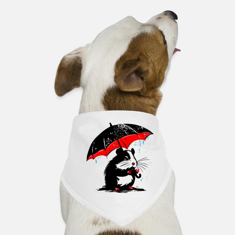 Hamster mit Regenschirm – Schmuddelwetter - Hunde-Bandana - Weiß