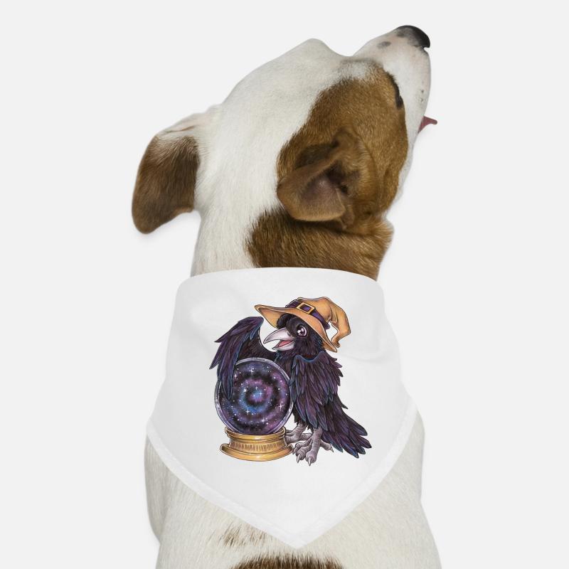 Mignonne Sorcière Corbeau avec Diseuse de Bonne Aventure en Boule de Cristal Bandana pour chien