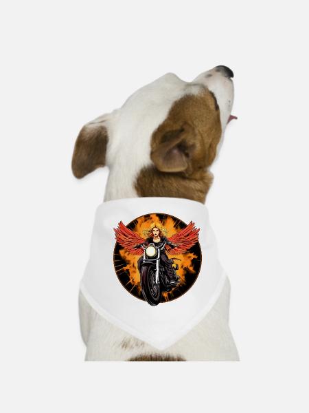 Engel Motorrad / Motorradfahrer Engel - Hunde-Bandana - Weiß - Vorne