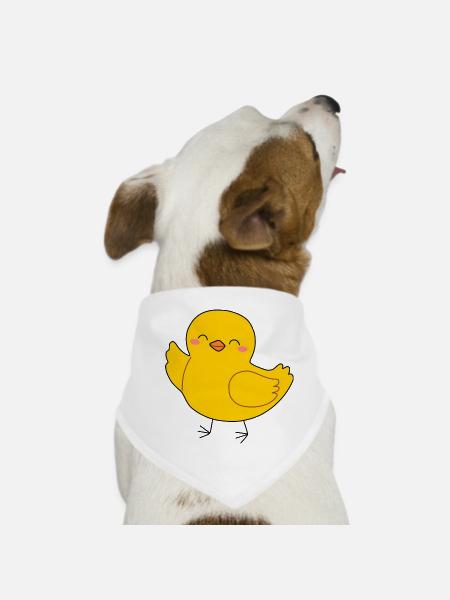 Fröhliche gelbe Küken-Zeichentrickserie - Hunde-Bandana - Weiß - Vorne
