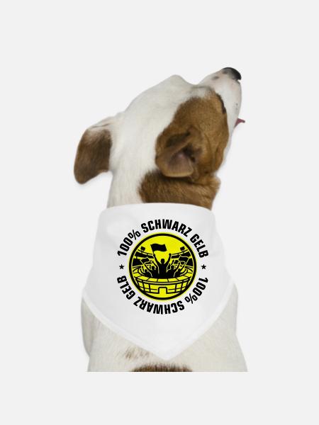 Schwarz Gelb Fans - Hunde-Bandana - Weiß - Vorne
