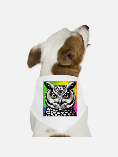 Eule - Hunde-Bandana - Weiß - Vorne