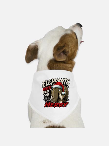 Elephant Christmas Never Forgotten - Dog Bandana - white - Front