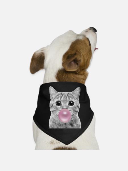 Bubble Cat - Dog Bandana - black - Front