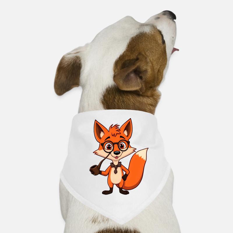 Witty Fox with Glasses: Confident Cartoon Style Dog Bandana