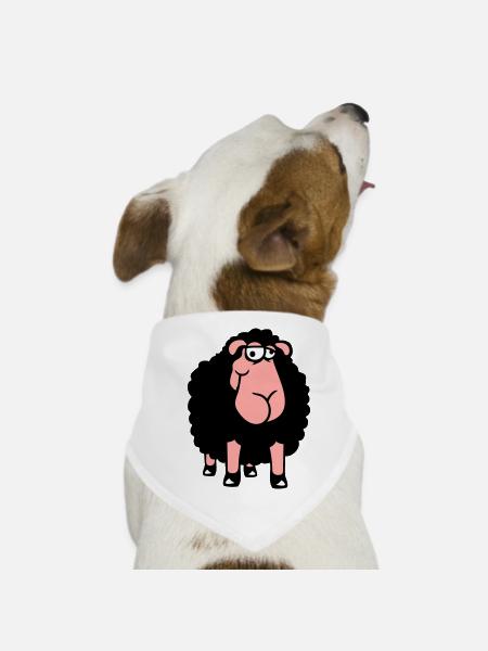 Schaf Guckt Doof Süß Niedlich Komisch Albern Cool - Hunde-Bandana - Weiß - Vorne