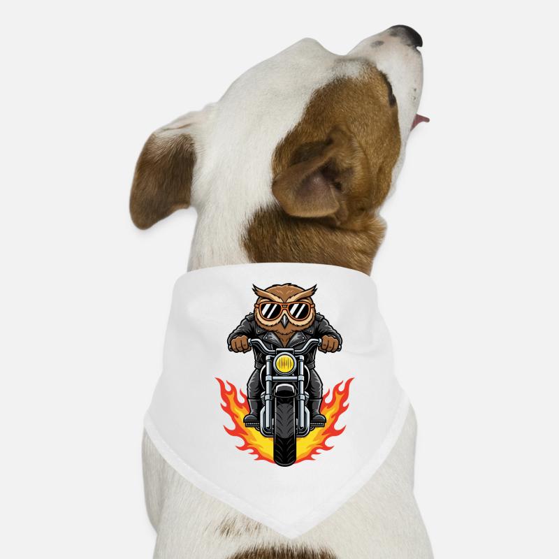 Cool Biker Owl Motorcycle Flames Dog Bandana
