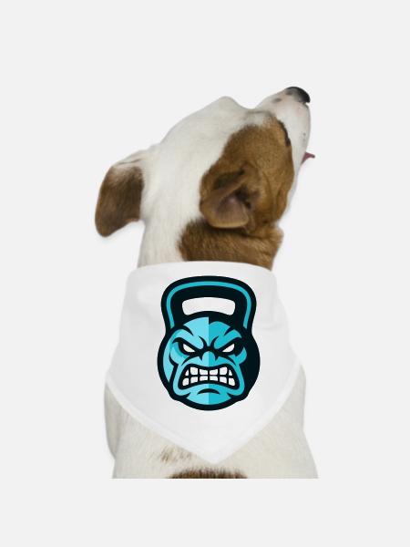 Workout Kettlebell Logo - Dog Bandana - white - Front