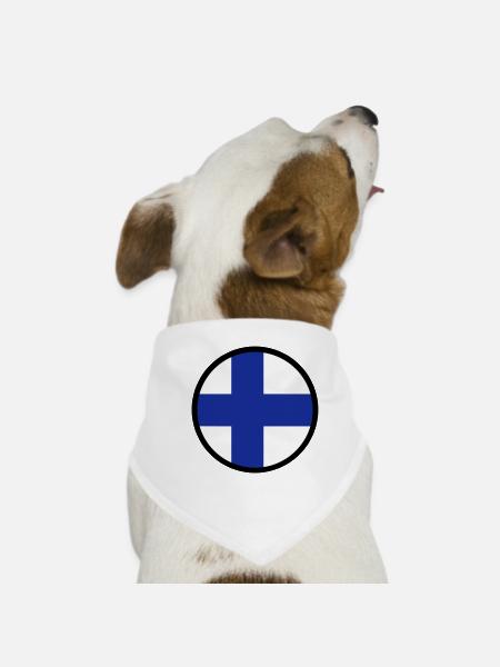Unter dem Zeichen von Finnland - Hunde-Bandana - Weiß