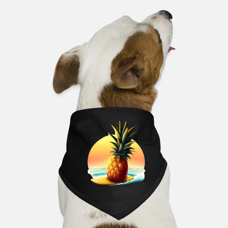 Pineapple surfer in sunset Dog Bandana