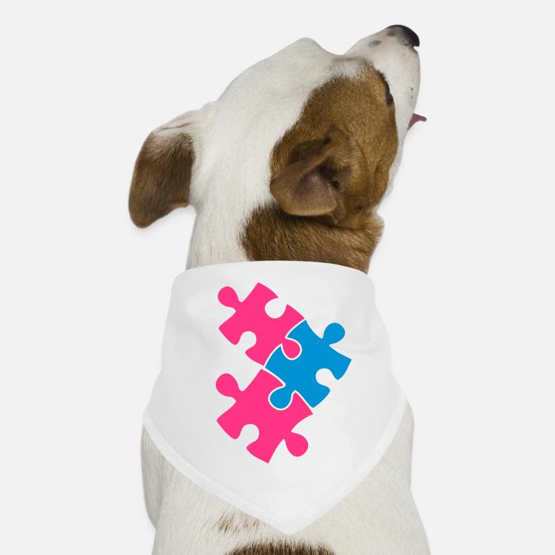 three jigsaw pieces fitting in two colour cute Dog Bandana