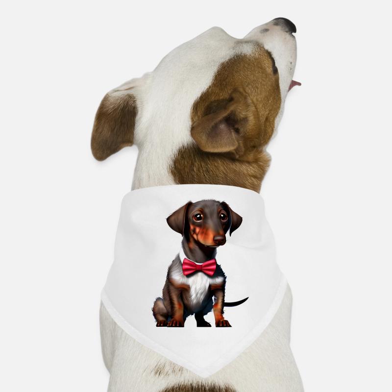 Dackelwelpe Dachshund mit Fliege Hund Hunde Hunde-Bandana