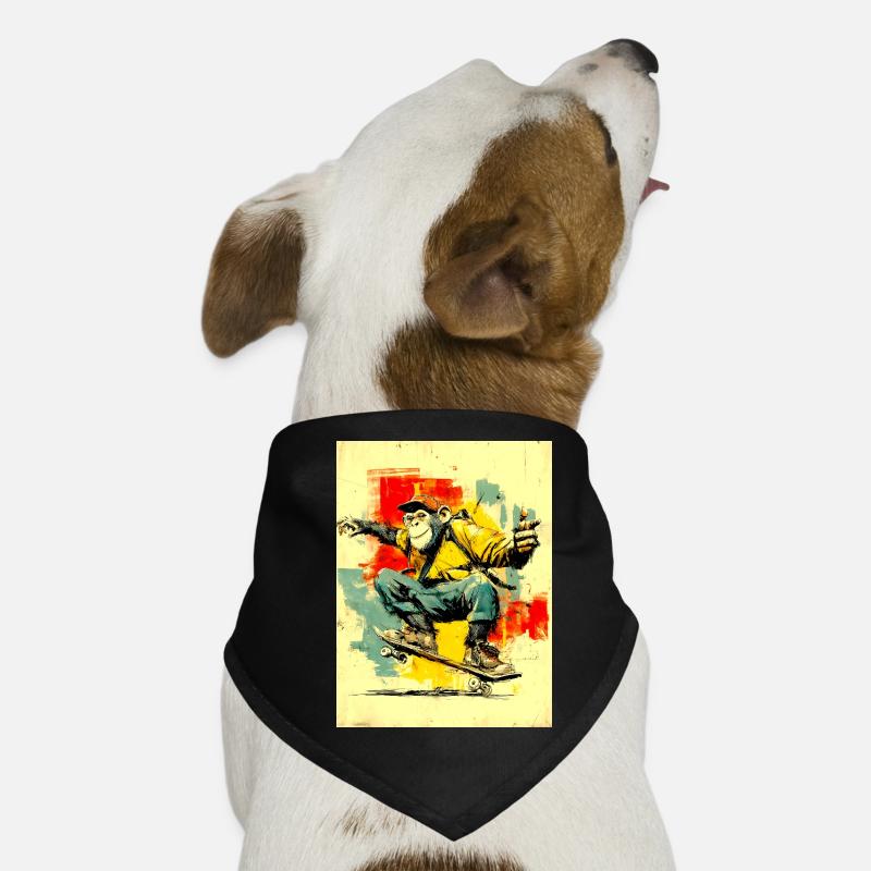 Cool monkey on skateboard - modern, stylish Dog Bandana