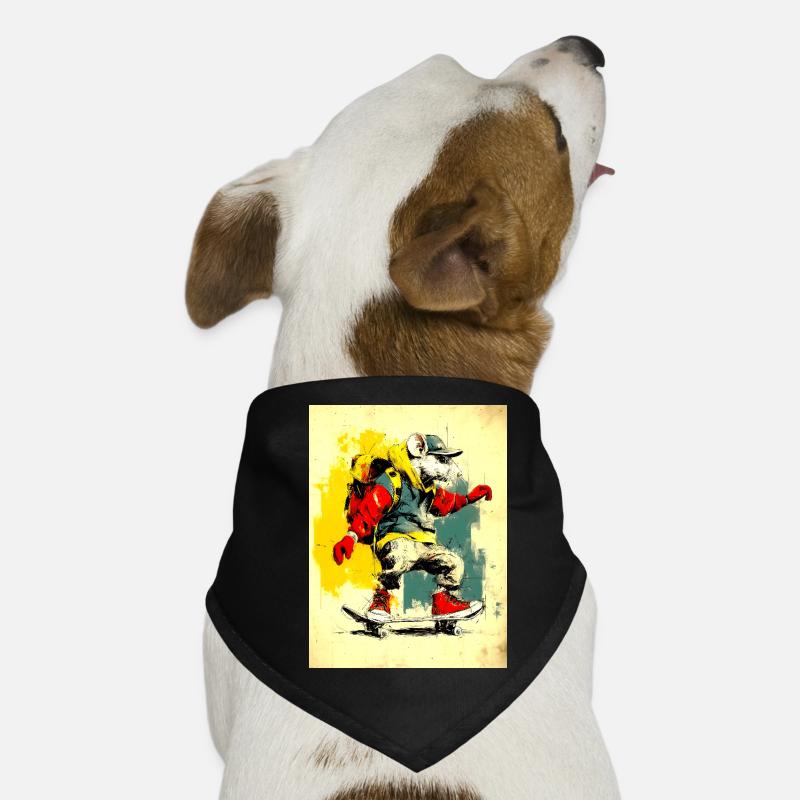 Cool mouse on skateboard - modern, stylish Dog Bandana