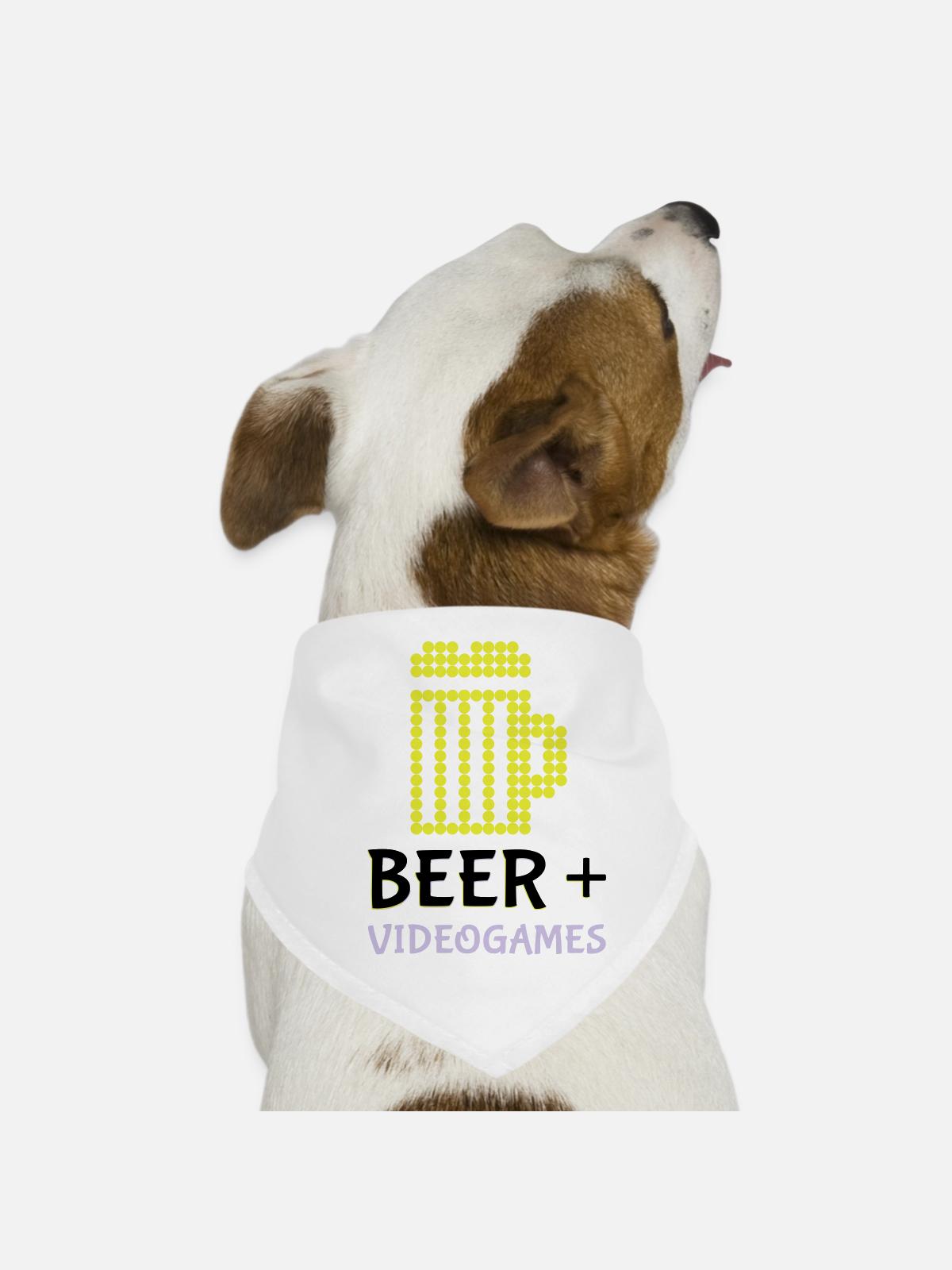 Pixel-Bier-Videospiele - Hunde-Bandana - Weiß - Vorne