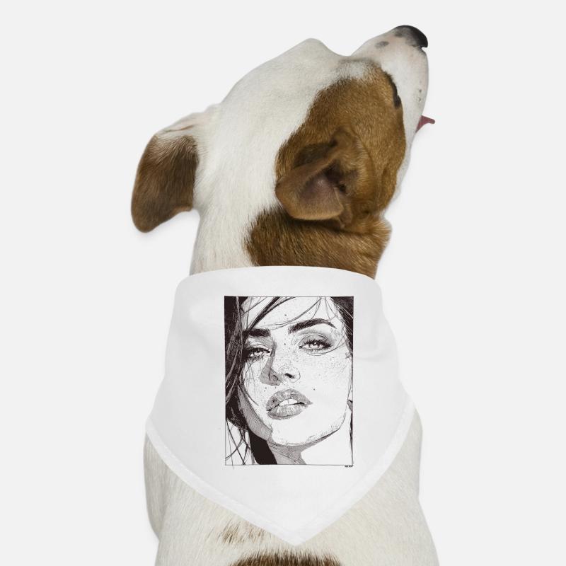 Dark Line Portrait Silhouette Dog Bandana