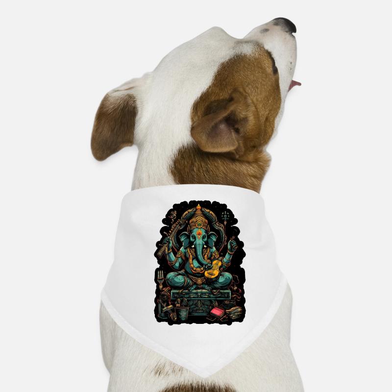 Neon - Ganesha - Elephant God - Instruments - pos Hunde-Bandana