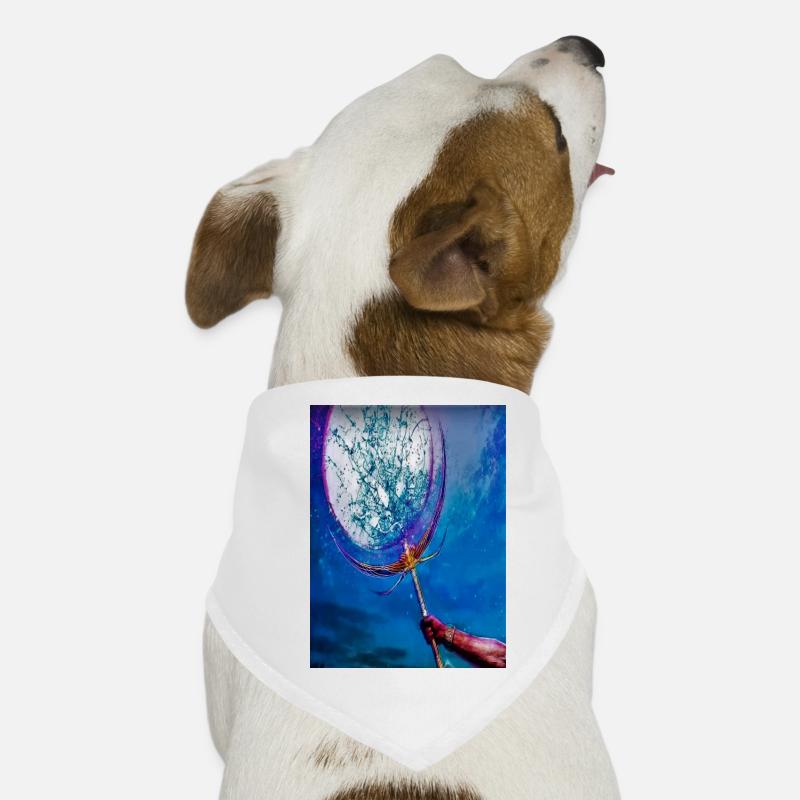 Blauer Traumfänger Netz - Hunde-Bandana - Weiß